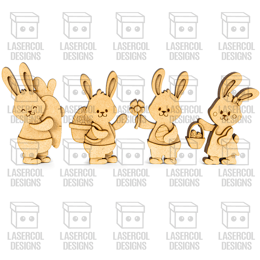 Cute Easter Bunny Figurines Set 1 - Laser Cut Files product image (3)