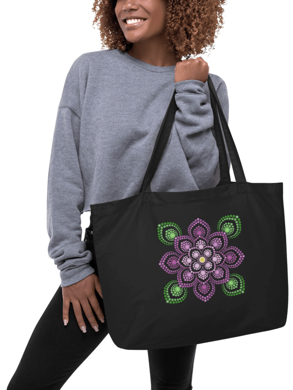 Purple and Green Mandala Organic Cotton Tote Bag product image (1)