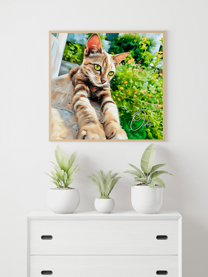 YOUR CAT! / FRAMED HIGH-QUALITY MATTE POSTER / PERSONALIZED NAME / DIGITAL ART / 18" X 18" product image (1)