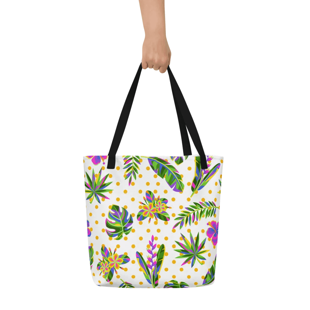 Big printed tote bag with beachy tropical vibe product image (5)