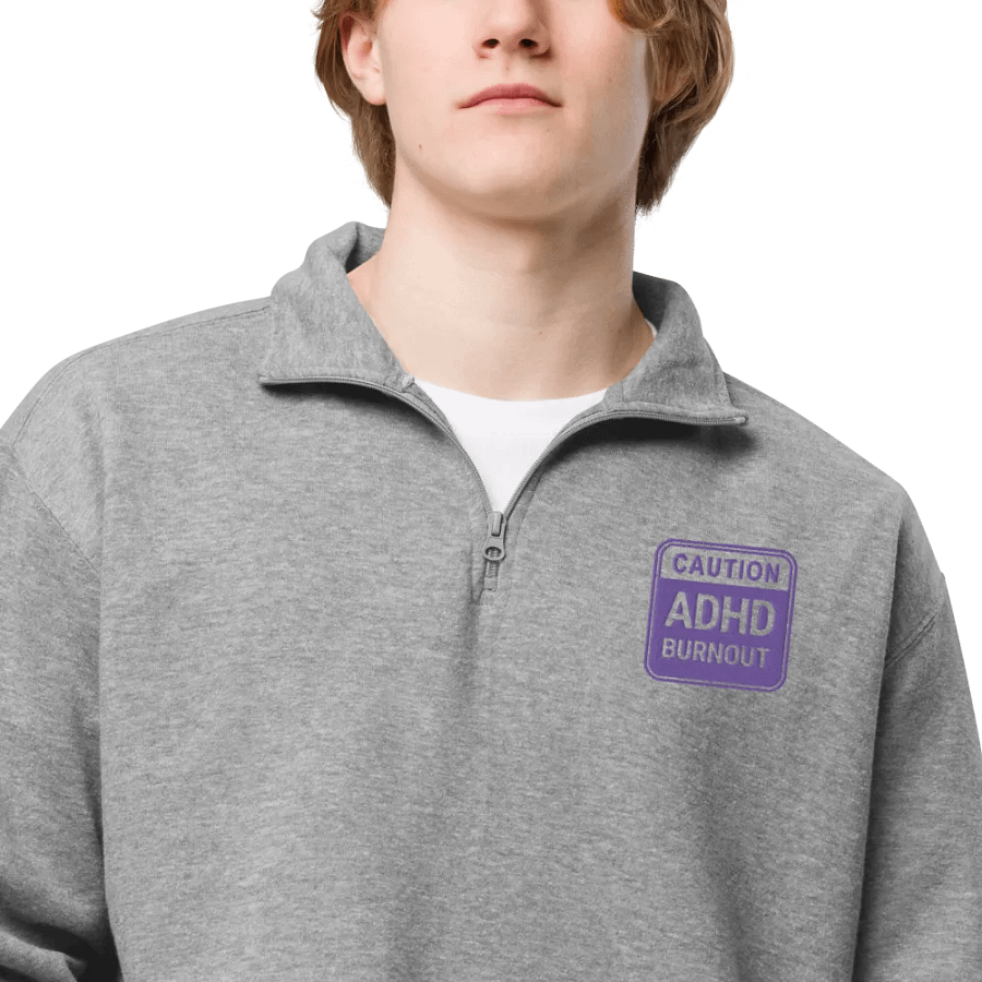 CAUTION: ADHD BURNOUT (purple outline) embroidered quarter zip product image (10)
