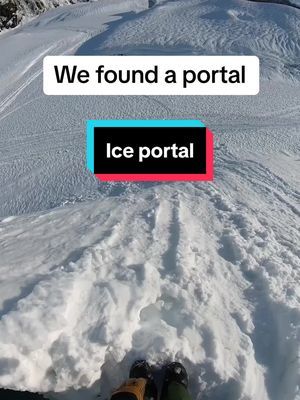 Found a portal to the other side!  We decided it was best to snowboard through it 😂.    #ice #glacier #caving 