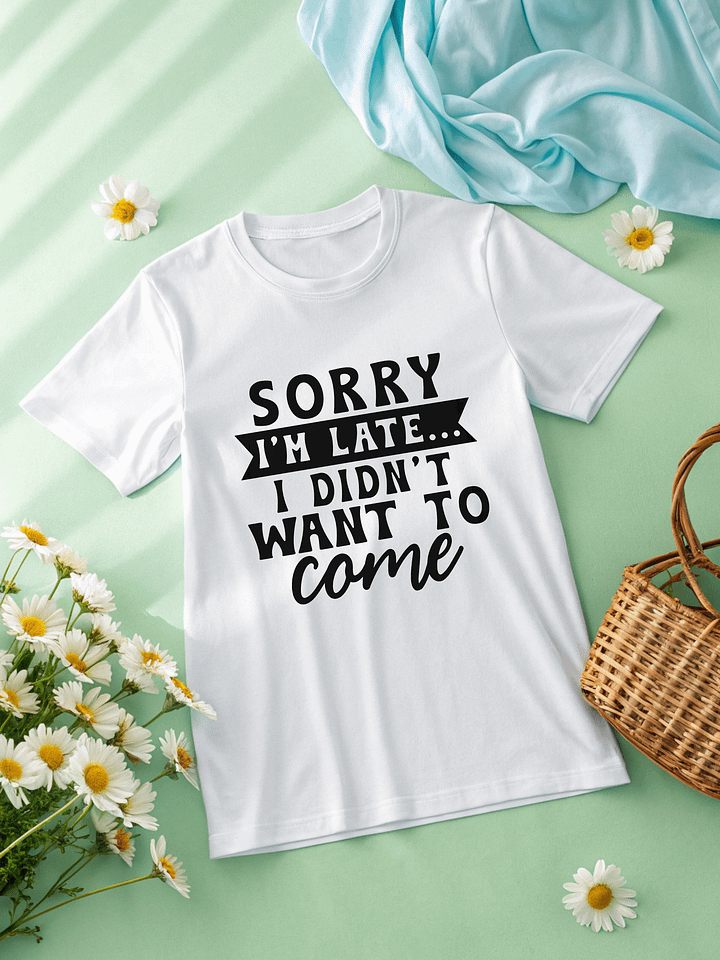 Sorry I'm Late I Didn't Want To Come Women White T-Shirt product image (2)