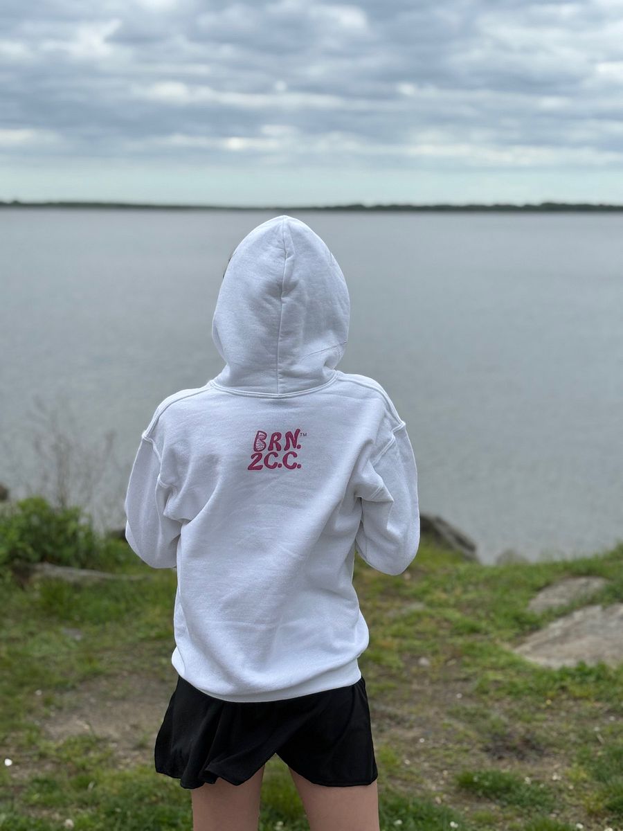 Girls' | BOURNE to Cape Cod™ | DTG Vintage Print | Youth Heavy Blend Hooded Sweatshirt | Rugged, Cozy, Adventure-Ready | Pink Logo product image (4)