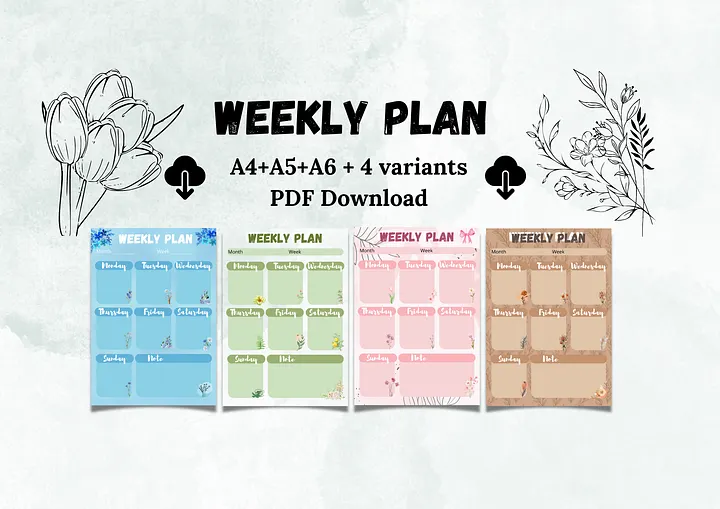 weekly plan, zum ausdrucken, wochenplaner, weekly schedule, routine, weekly planner printable, Undatiertes Wochenplaner Template, pdf a5 a6 product image (1)