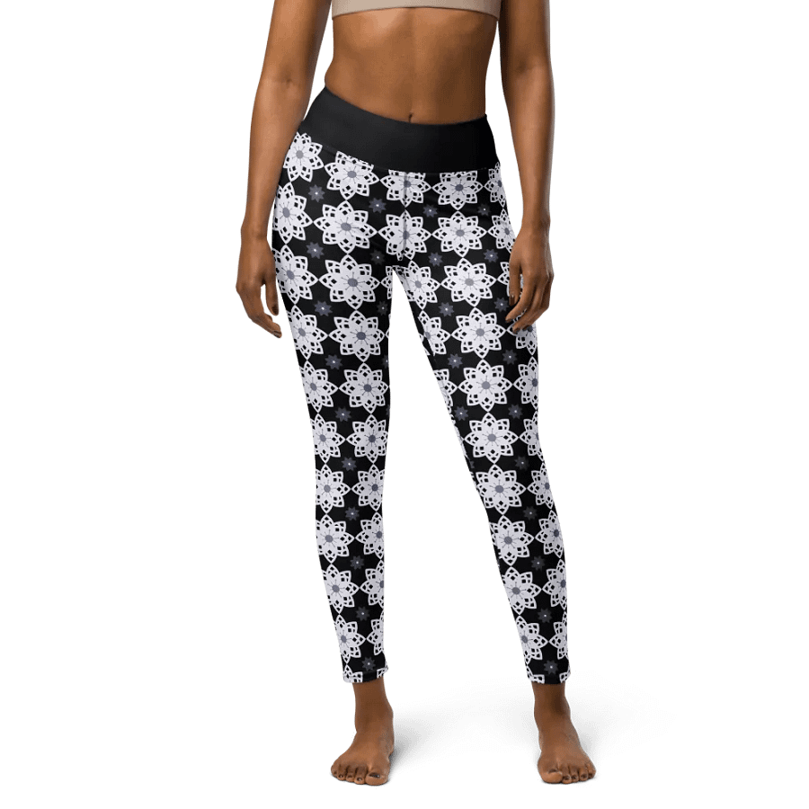 Elegant Floral Pattern High-Waisted Yoga Leggings product image (4)