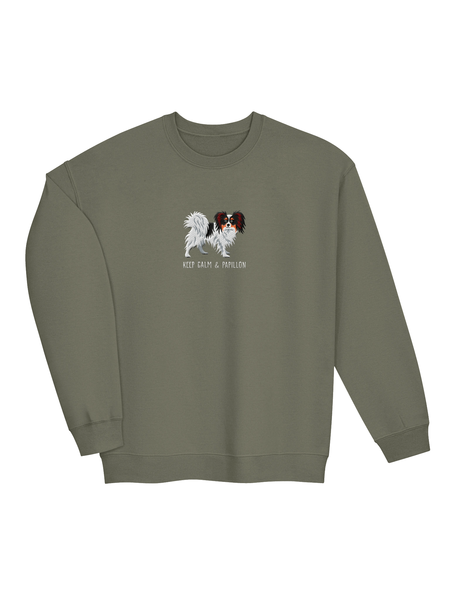 Keep Calm and Papillon Sweatshirt (Embroidered) of a Papillon(Tricolor) product image (15)