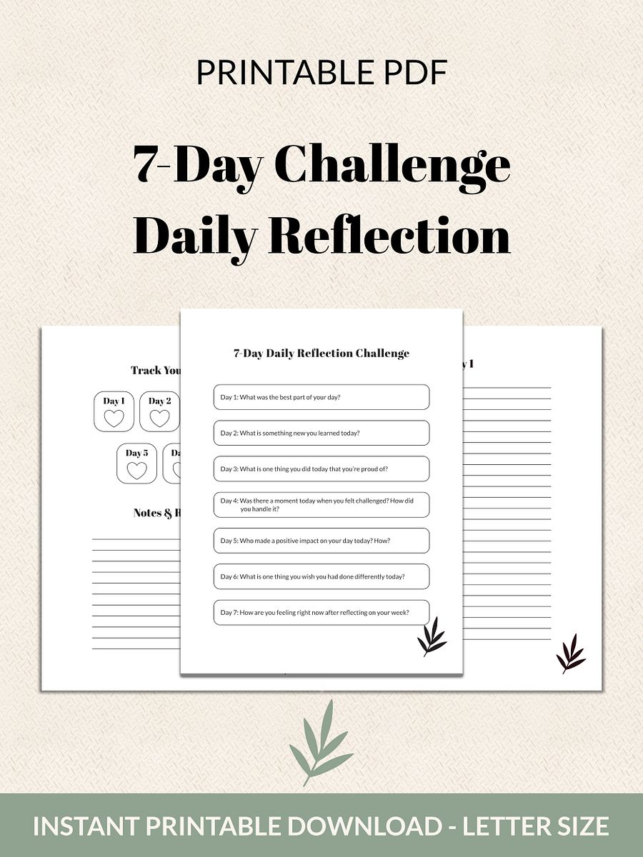 7-Day Daily Reflection Challenge Printable product image (1)