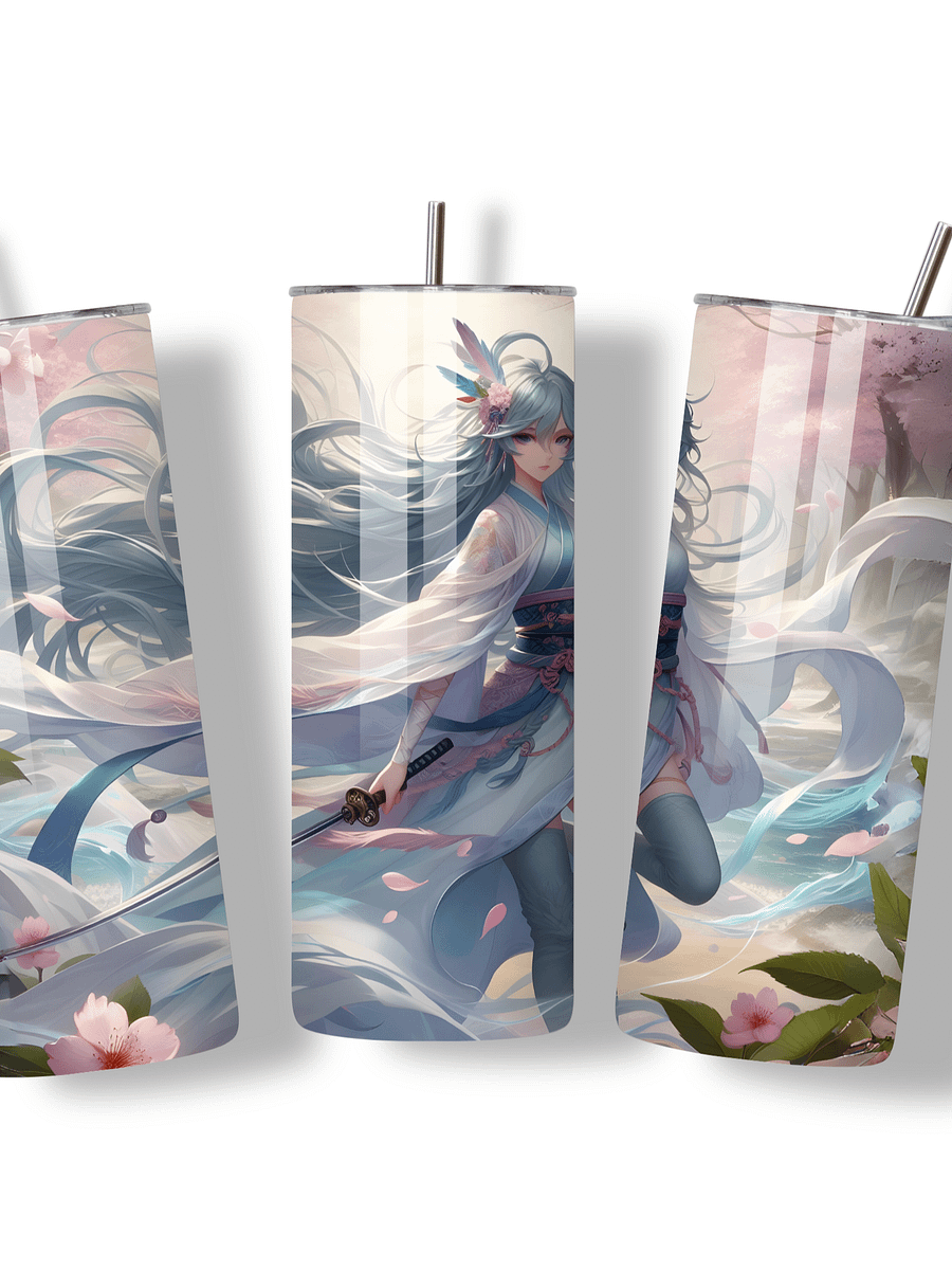 Elemental Anime Girl 20oz Skinny Tumblers with Metal Straws – Fire, Water, Earth, and Wind Designs – Double-Walled Insulated Stainless Steel Tumbler, Gift for Anime Fans and Nature Lovers (Wind) product image (3)