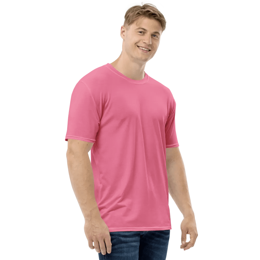 Plain Rosy Pink Soft Summer Men's Crewneck Polyester Heavyweight Premium T-Shirt by Treasure Pie product image (6)