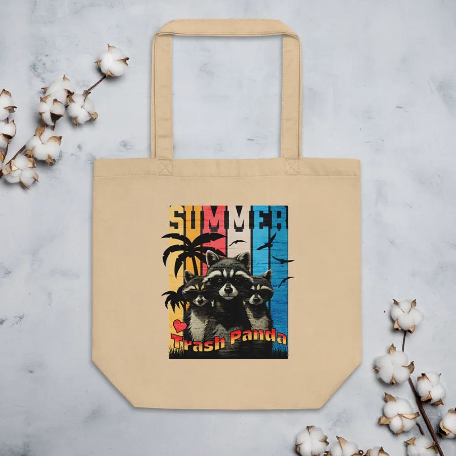 Summer Trash Panda Eco-friendly Organic Cotton Tote product image (3)