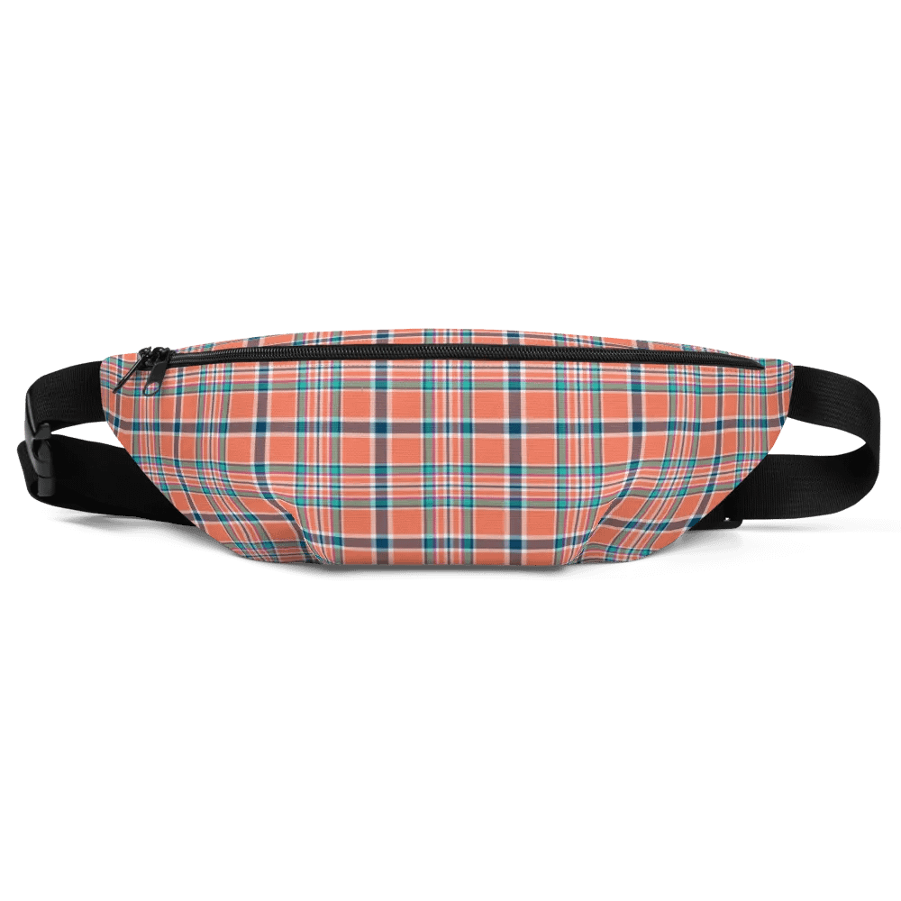 Orange Coral and Blue Plaid Fanny Pack product image (2)