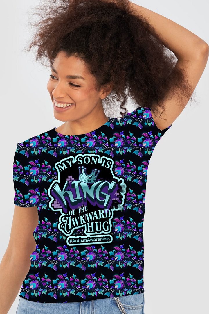 King of the Awkward Hug #Autism Awareness All Over Print T-shirt product image (2)
