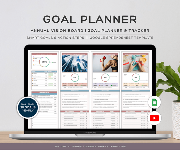 Goal Planner and Tracker, Google Sheets Template product image (1)