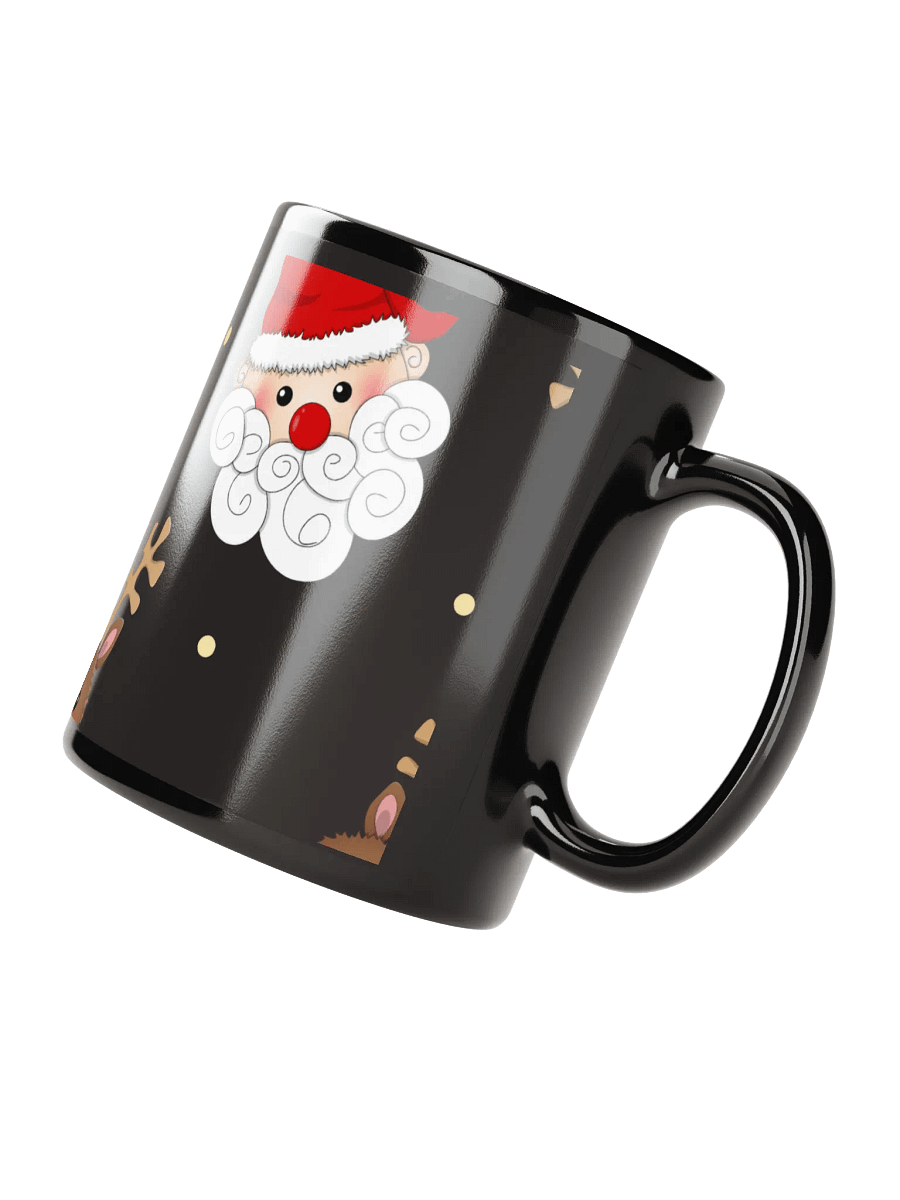 Festive Santa & Reindeer Black Glossy Mug product image (4)