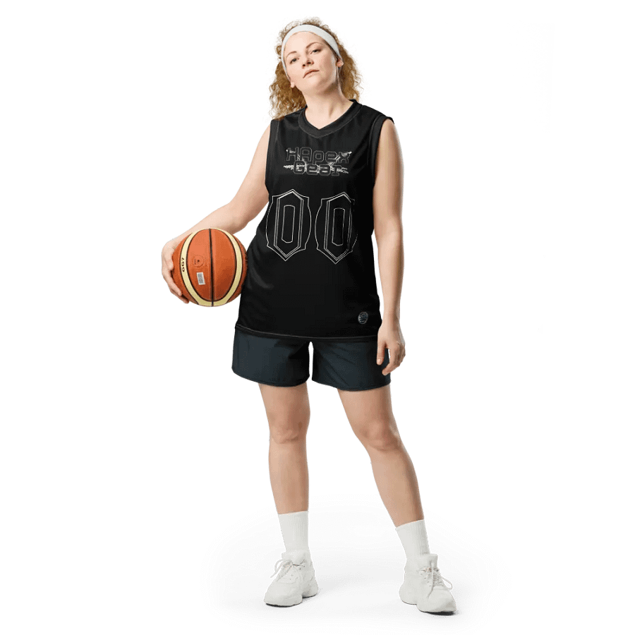 Freaky Hoody - Black - Recycled Unisex Basketball Jersey - Black HApex Gear Black Logo product image (4)