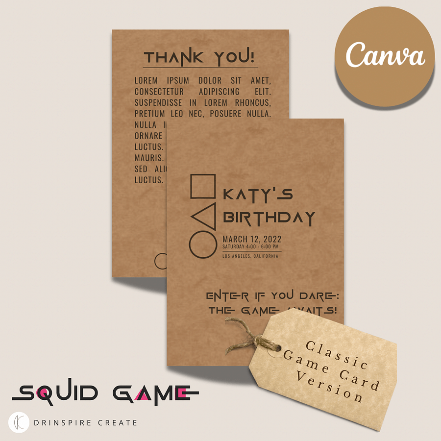 Squid Game-Inspired Party Template - Classic Game Card Version product image (1)