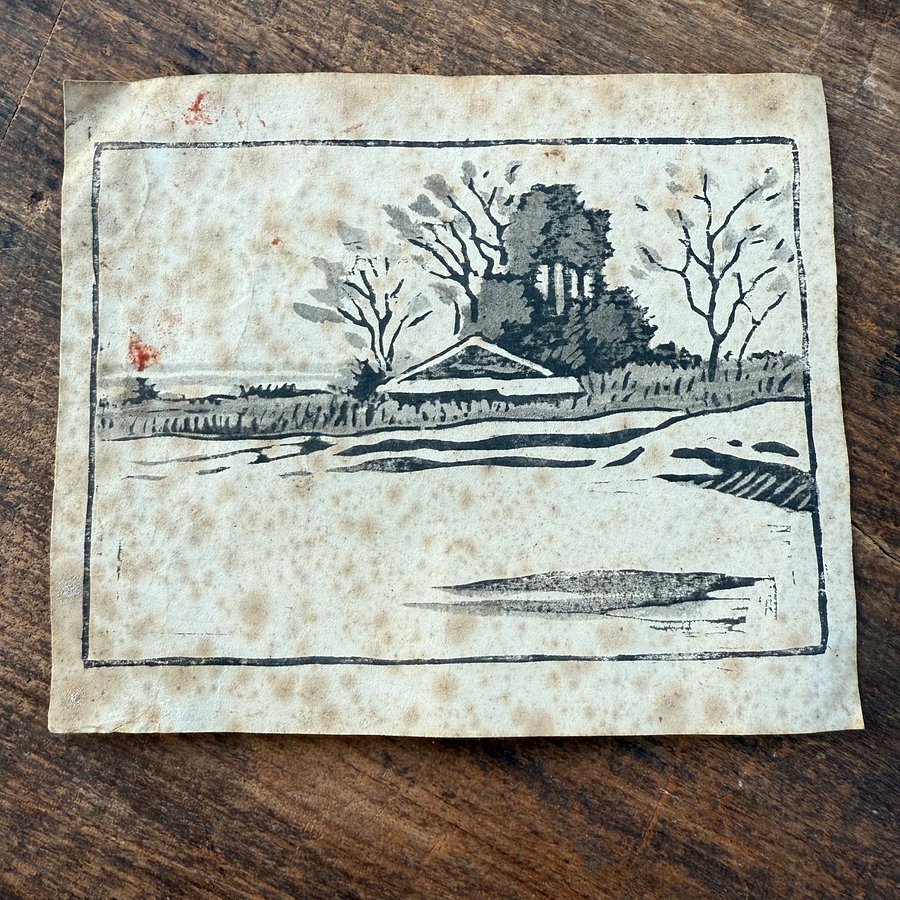 🎎 Vintage Japanese Washed-Washi Winter Farmhouse Print – Japan Antique Roadshow product image (1)