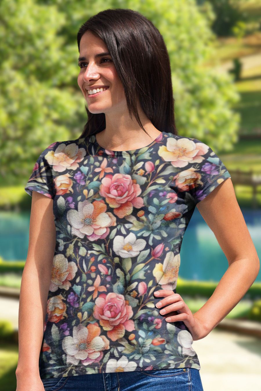 Floral Pattern All Over Print T-shirt product image (1)