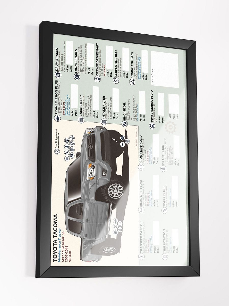 2nd GEN MAINTENANCE TRACKER V1.0 - Silver (FRAMED) product image (4)
