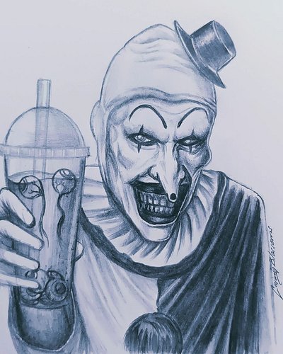 Eyeballba milk tea. 👁️

#terrifier #arttheclown #pencilsketch