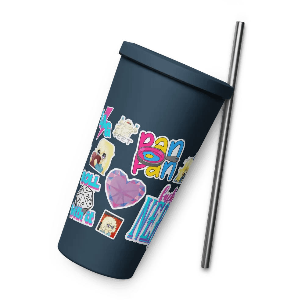 Faux Sticker Insulated Tumbler with Lid and Straw product image (7)
