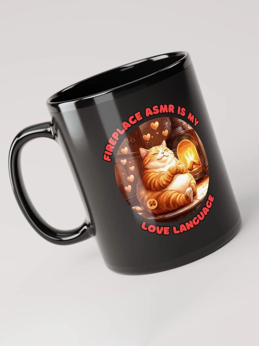 Cozy Cat - Fireplace ASMR is my Love Language | Black Glossy Mug product image (5)