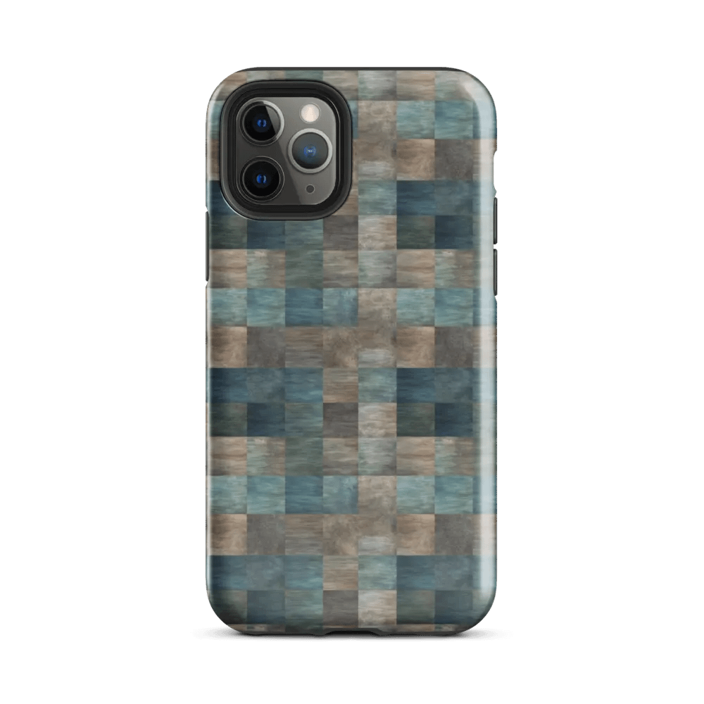 Tough Phone Case for iPhone® - Blue and Brown Checkered Pattern product image (2)