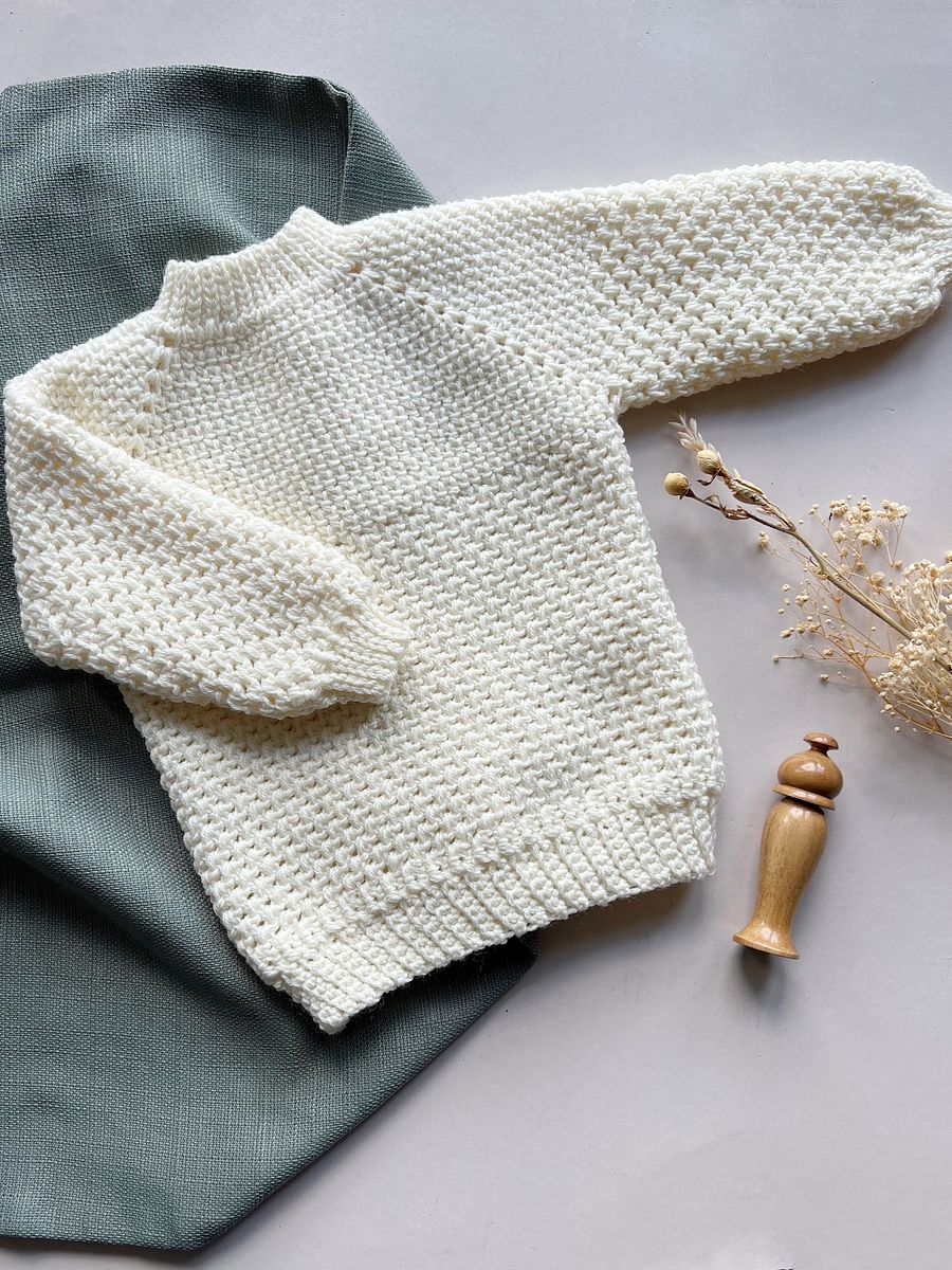 HERRINGBONE MOSS CHILD SWEATER CROCHET PATTERN product image (5)