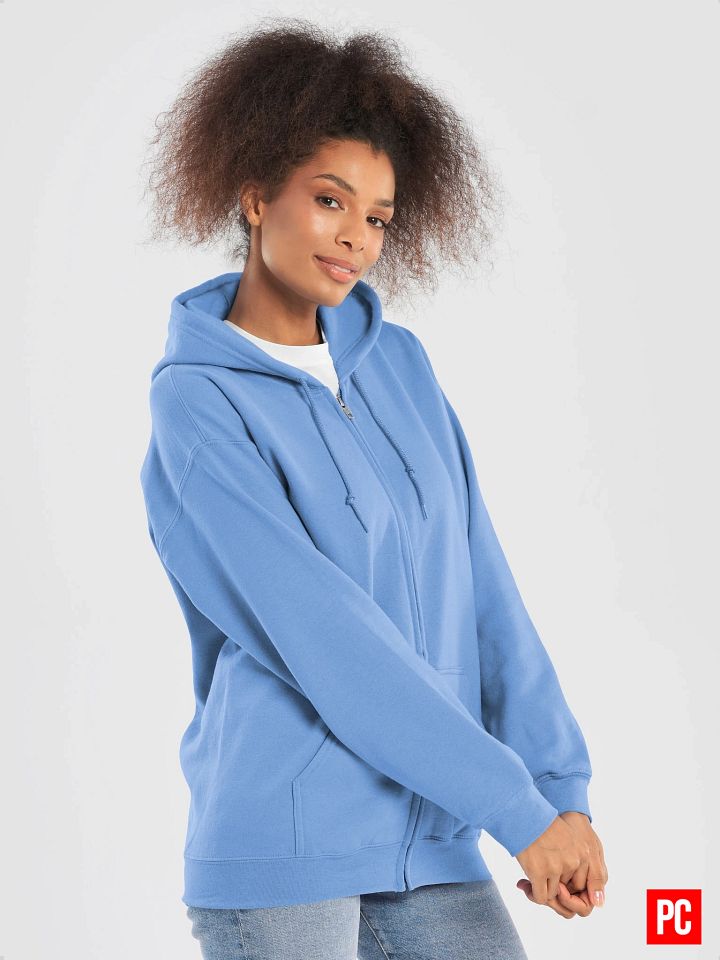 Plain Color Carolina Blue Zip Hoodie product image (1)