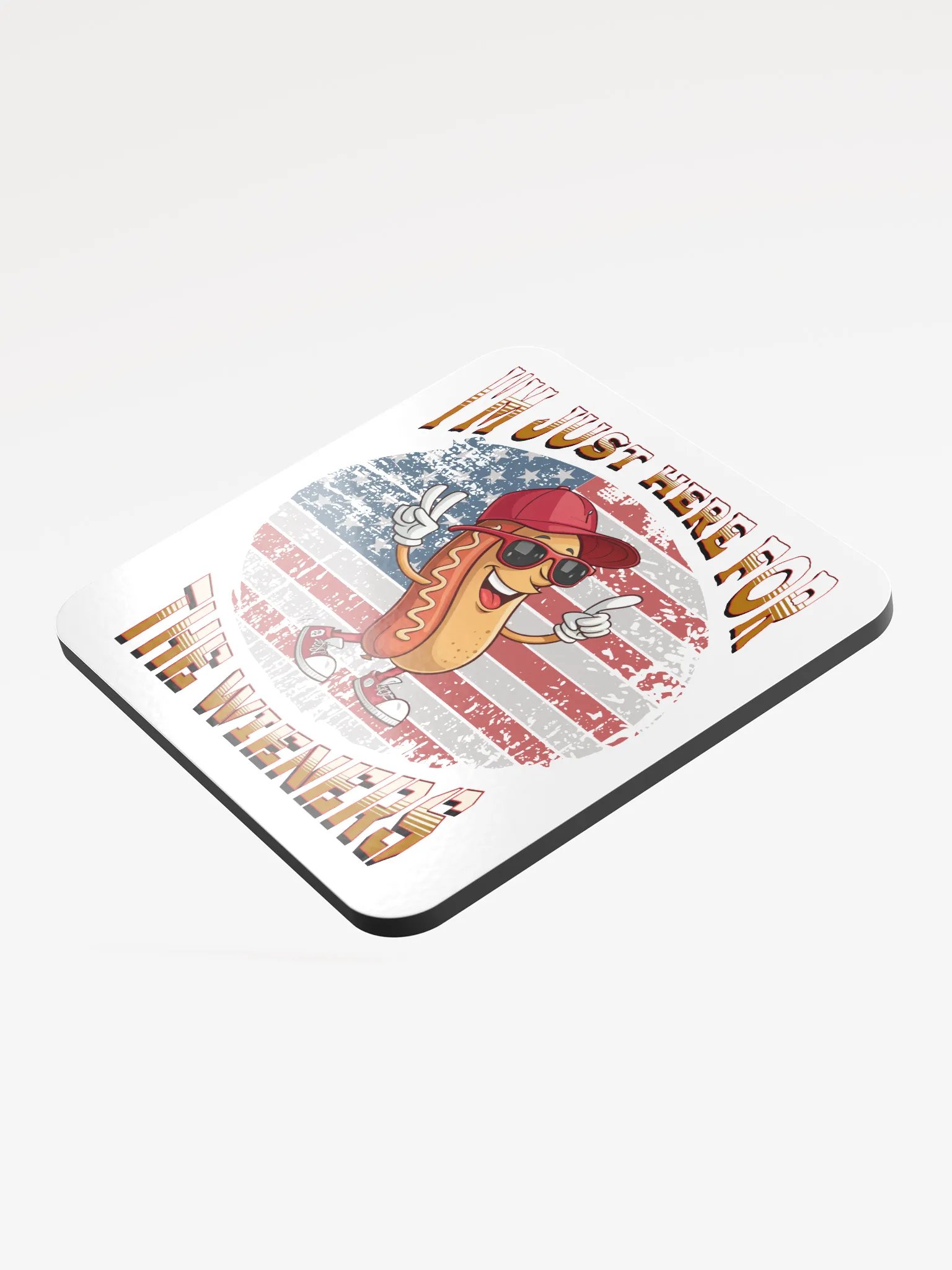 Im Just Here For The Wieners Hotdog Patriotic Peace Coaster product image (4)