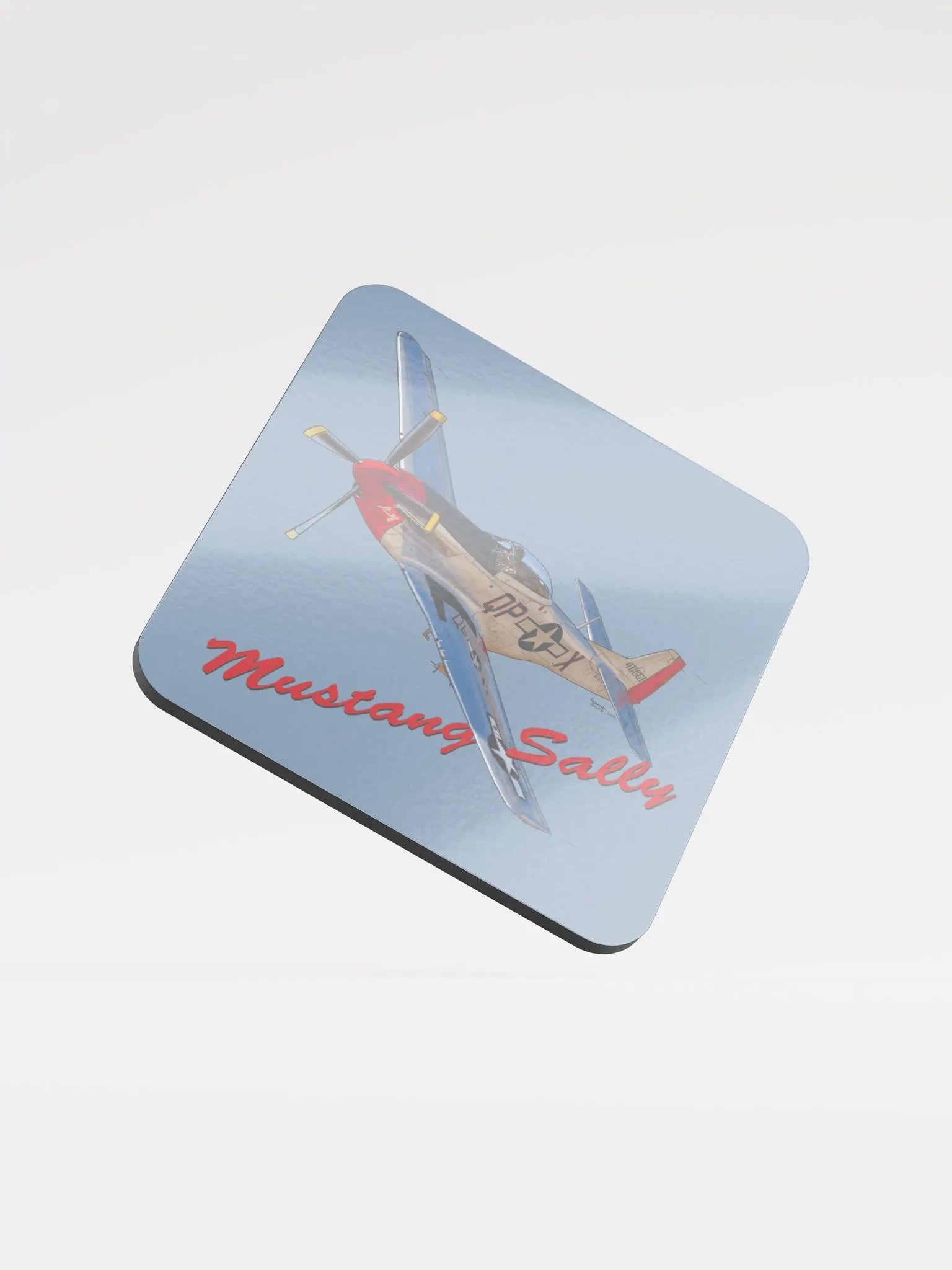 Mustang Sally Skyborne Blue Background Gloss Cork Coaster product image (1)