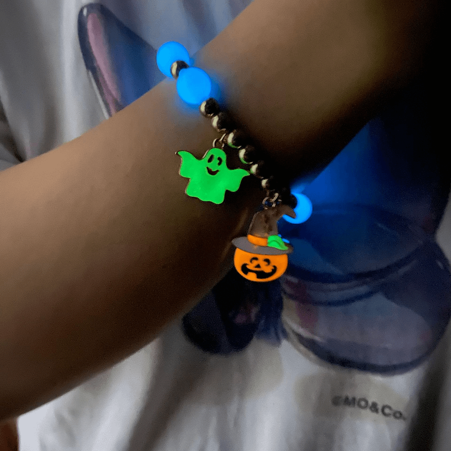 Self Glowing in Dark Natural Stone Multicolor Beaded Bracelet Woman Party Prom Halloween product image (2)