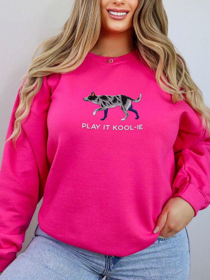 Play It Kool-ie Sweatshirt (Embroidered) of an Australian Koolie(Blue Merle) product image (2)