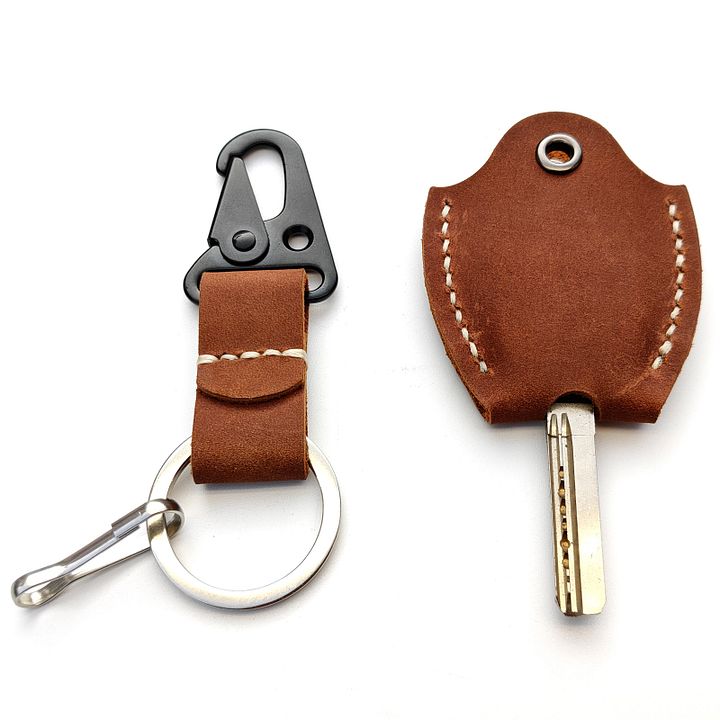 MEEBOY Personalized handmade leather keychain; Custom leather key sleeve; Personalized Gifts for Men Women product image (1)