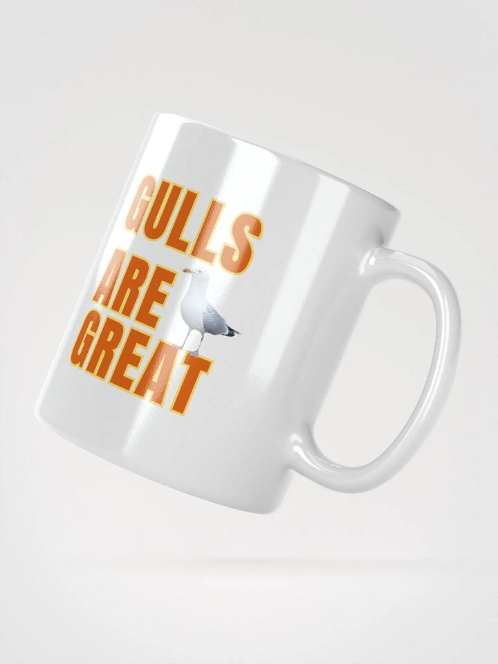 GULLS ARE GREAT Glossy White Mug with Orange Text product image (2)