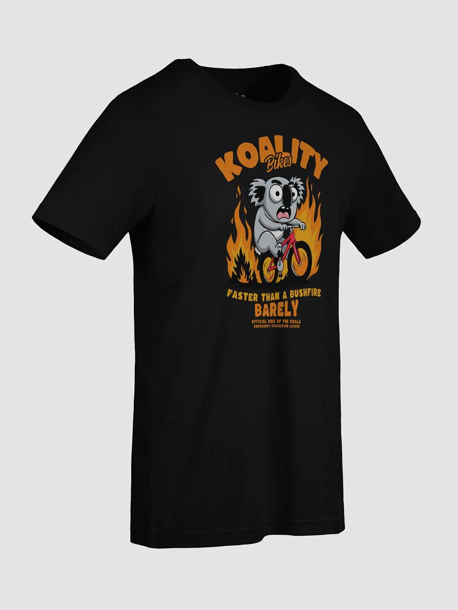 Funny Koala Bike Escape T-Shirt – “Faster Than a Bushfire (Barely)” Aussie Pun Cycling Tee product image (27)