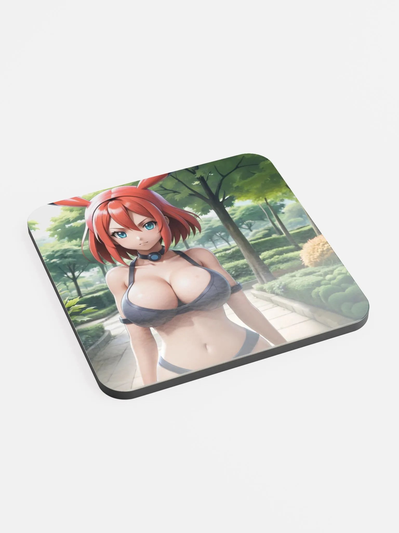 Crimson Charm Glossed Cork Coaster product image (2)