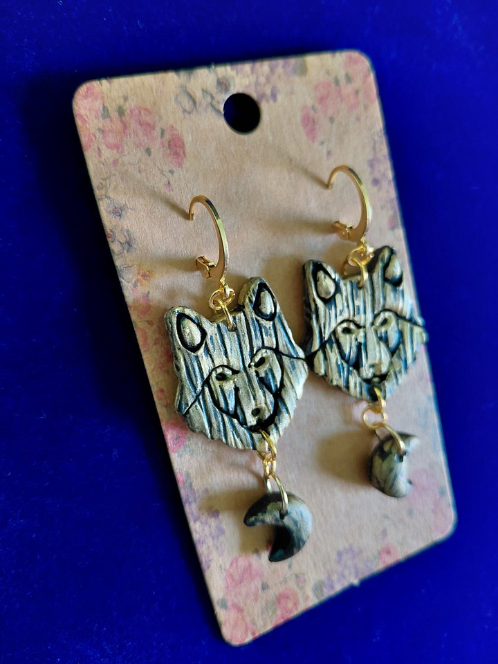 Wolf Wood Earrings product image (2)