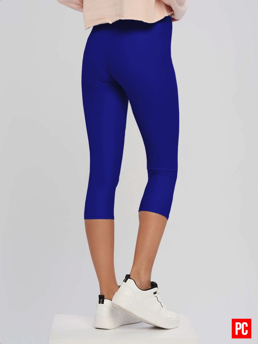 Plain Color Navy Blue Capri Leggings product image (3)