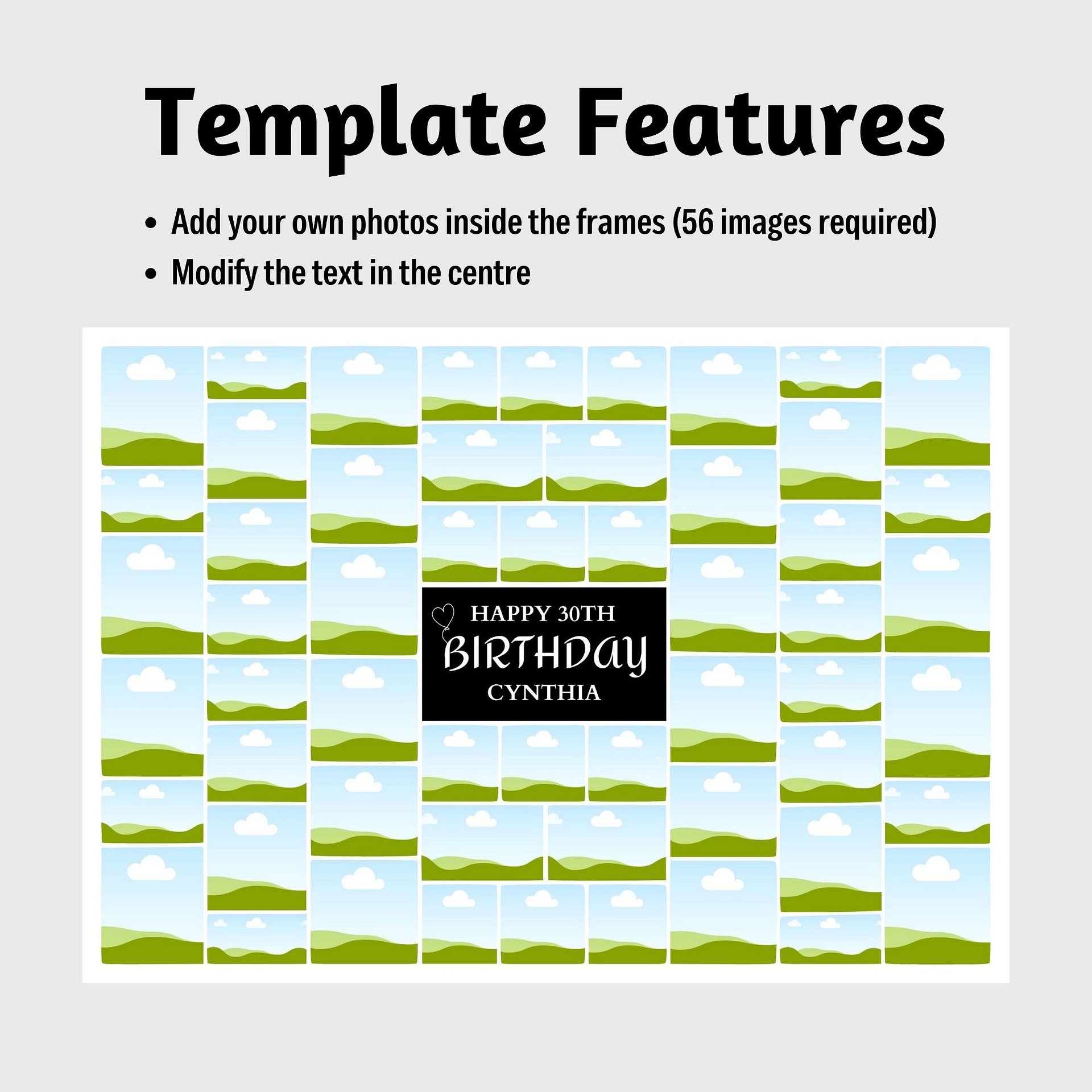 Birthday Photo Collage for 56 Photos Canva Template product image (4)