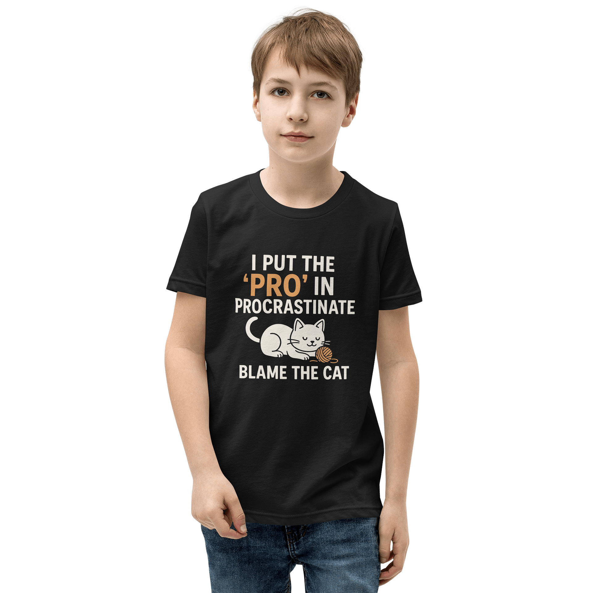 No Procrastination Cat Youth T-Shirt product image (1)