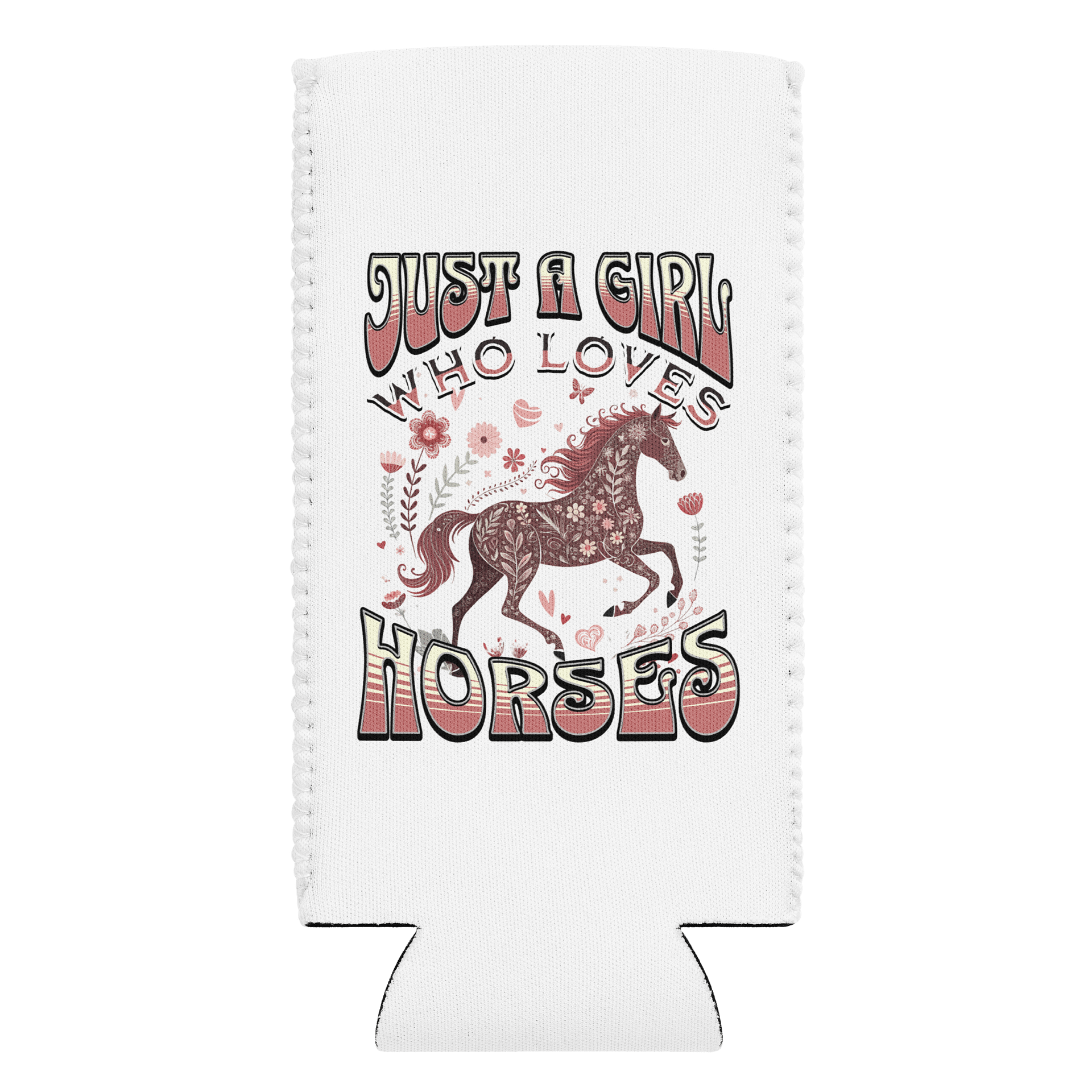 Just A Girl Who Loves Horses Floral Can Cooler product image (1)