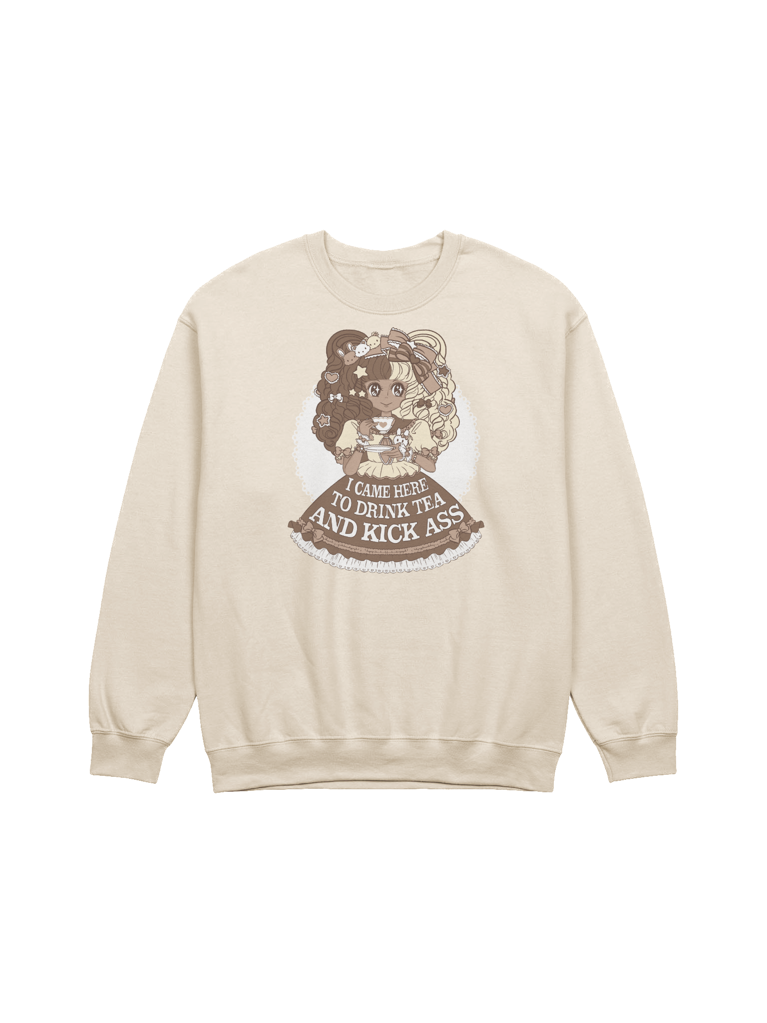 I Came Here to Drink Tea & Kick Ass (OTT, Cream) sweatshirt product image (1)