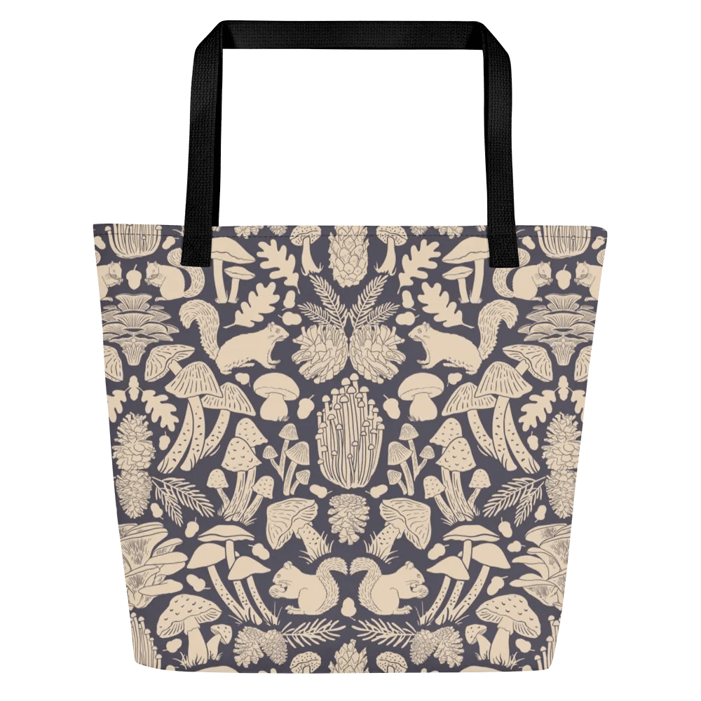 Mushroom Damask Dark Gray Tote product image (1)