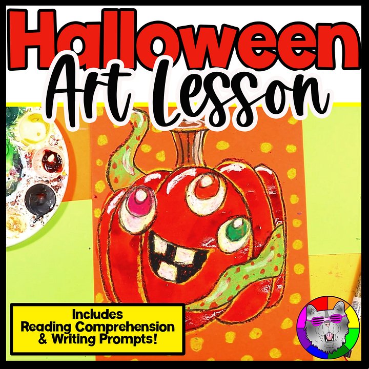 Halloween Monster Pumpkin Art Lesson with Reading, Writing & Step-by-Step Tutorial (Grades 1–4)igital Product product image (1)