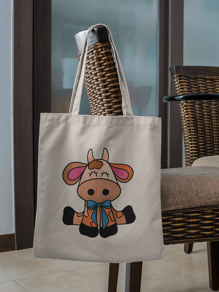 Orange Kawaii Cow Eco Tote Bag product image (1)