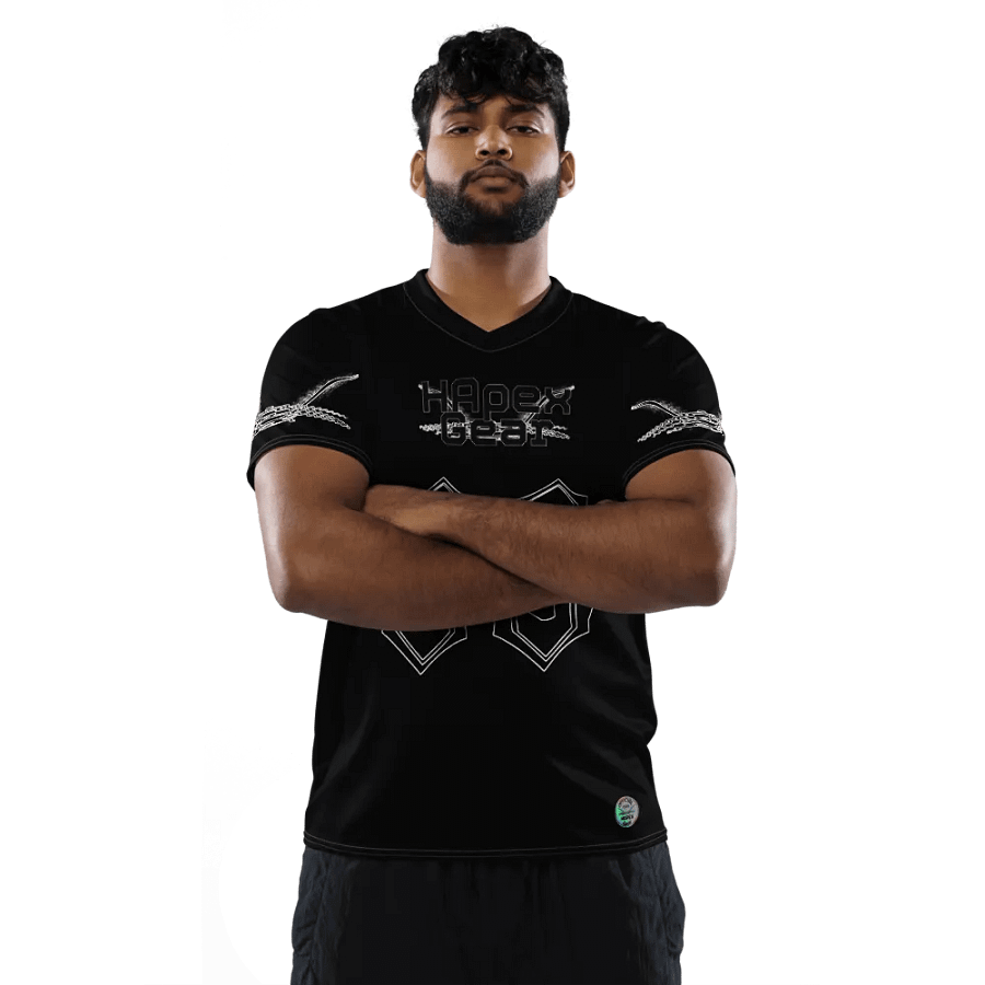 Hélain - Black - Recycled Unisex Sports Jersey - Black HApex Gear Black Logo product image (5)