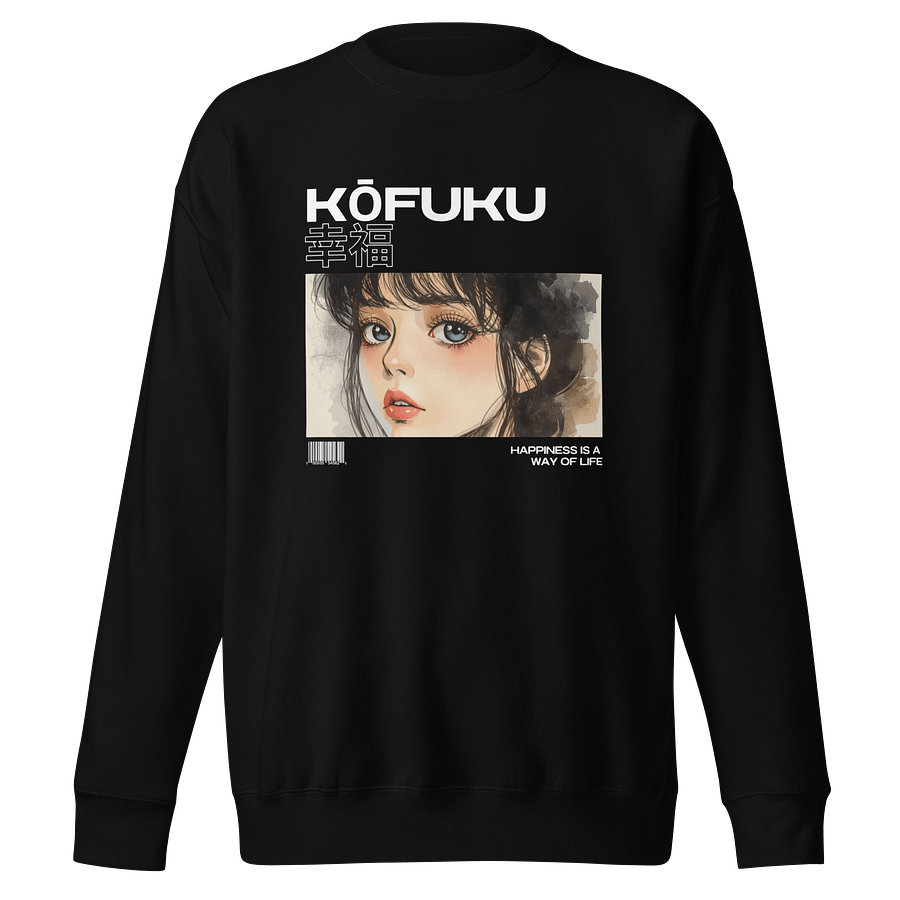 Japanese Aesthetic Sweater – “Happiness Is a Way of Life” Cozy Anime-Inspired Pullover Dark product image (1)
