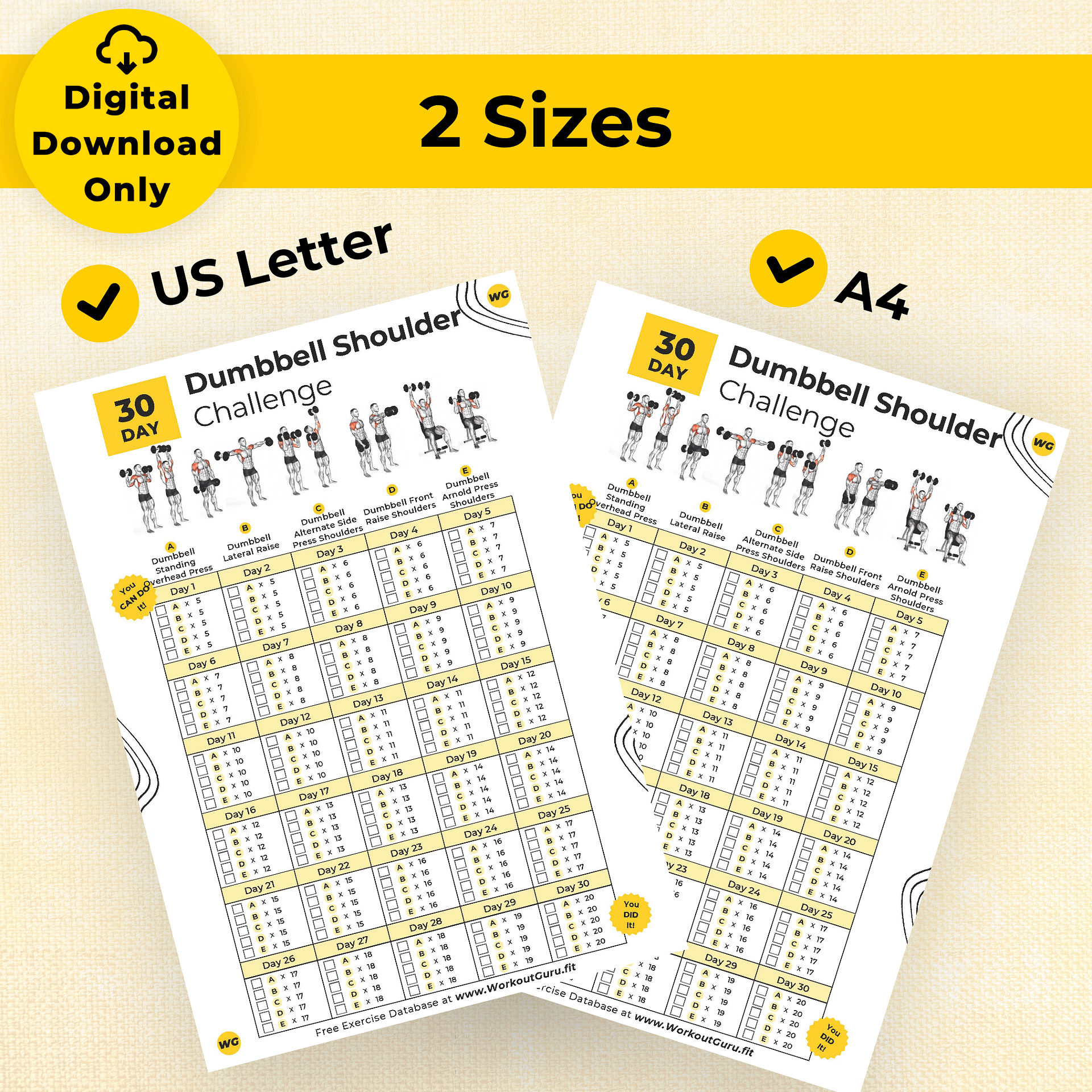 30 Day Dumbbell Shoulder Challenge - Printable Workout Tracker product image (6)